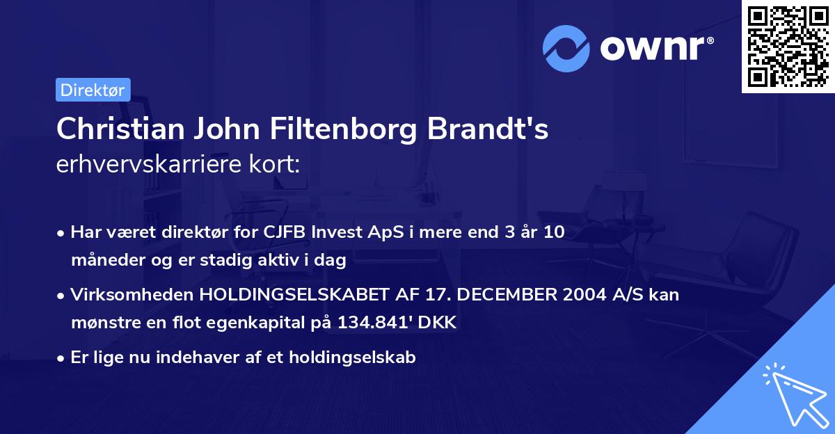 Christian John Filtenborg Brandt's erhvervskarriere kort