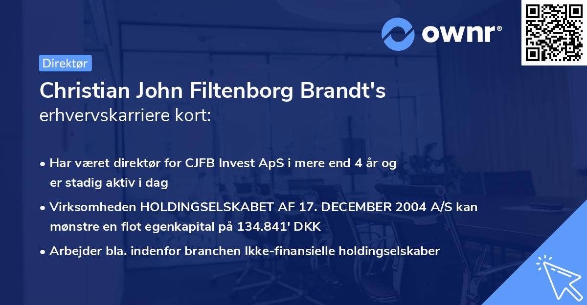 Christian John Filtenborg Brandt's erhvervskarriere kort