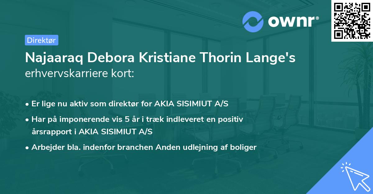 Najaaraq Debora Kristiane Thorin Lange's erhvervskarriere kort