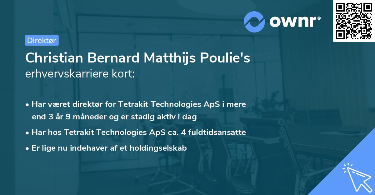 Christian Bernard Matthijs Poulie's erhvervskarriere kort