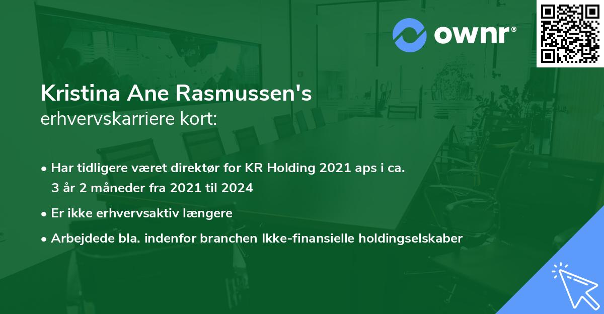 Kristina Ane Rasmussen's erhvervskarriere kort