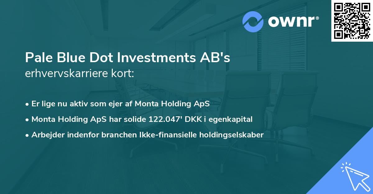 Pale Blue Dot Investments AB's erhvervskarriere kort