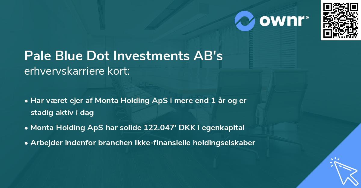 Pale Blue Dot Investments AB's erhvervskarriere kort