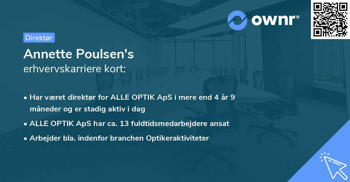 Annette Poulsen's erhvervskarriere kort