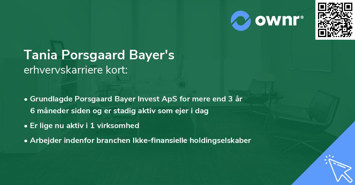 Tania Porsgaard Bayer's erhvervskarriere kort