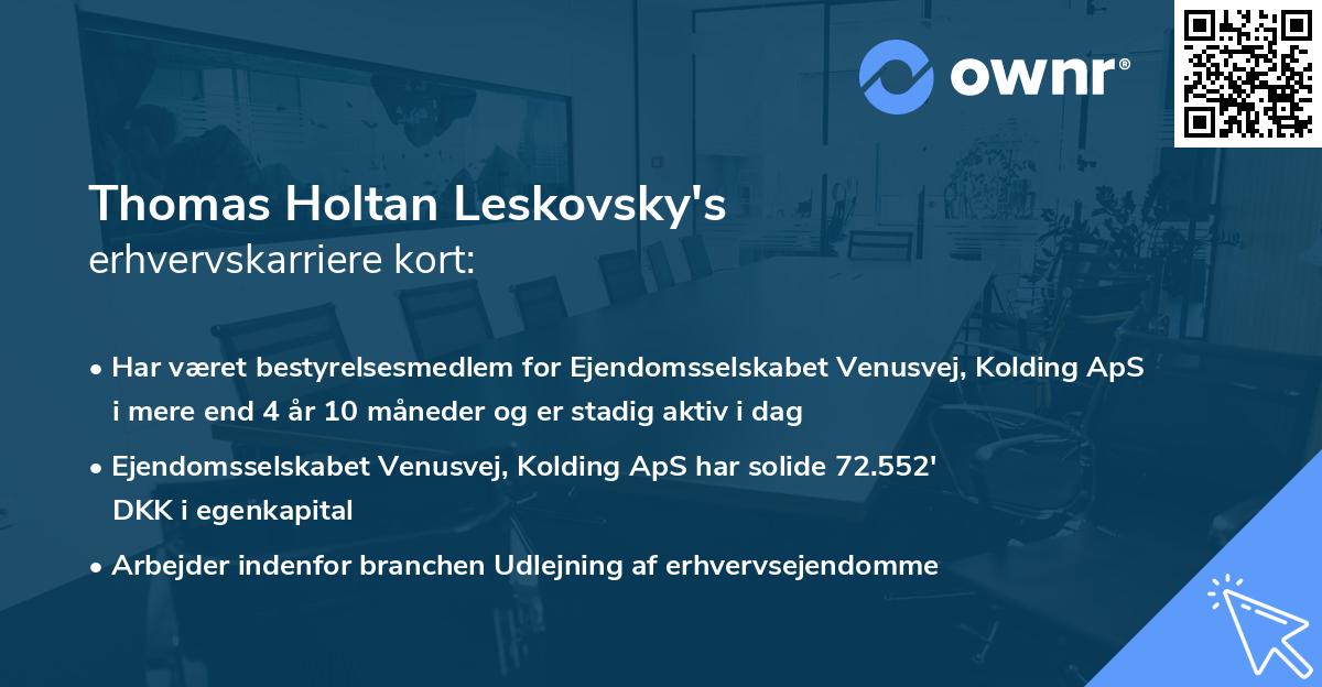 Thomas Holtan Leskovsky's erhvervskarriere kort