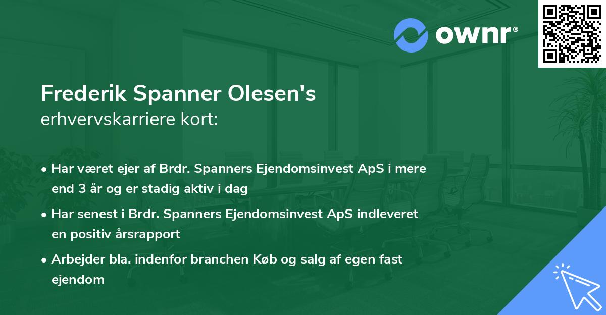 Frederik Spanner Olesen's erhvervskarriere kort