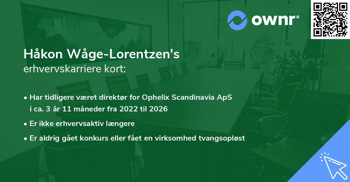 Håkon Wåge-Lorentzen's erhvervskarriere kort