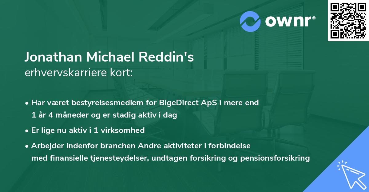 Jonathan Michael Reddin's erhvervskarriere kort