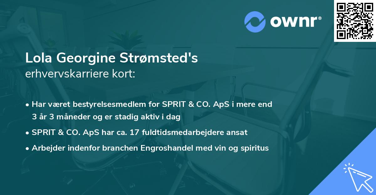Lola Georgine Strømsted's erhvervskarriere kort