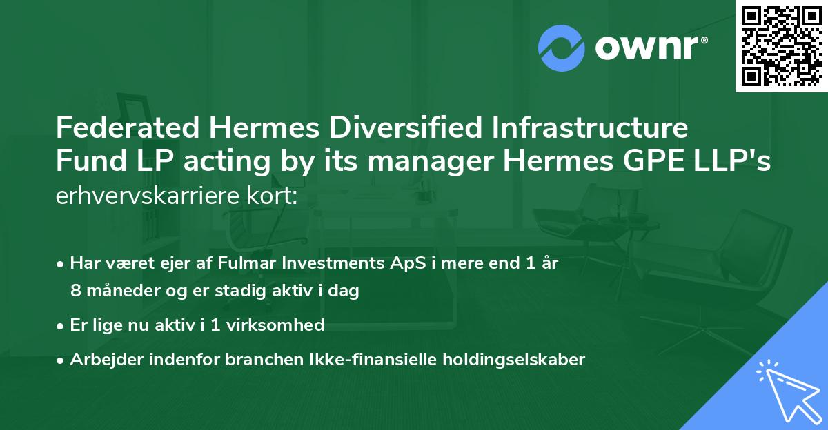 Federated Hermes Diversified Infrastructure Fund LP acting by its manager Hermes GPE LLP's erhvervskarriere kort