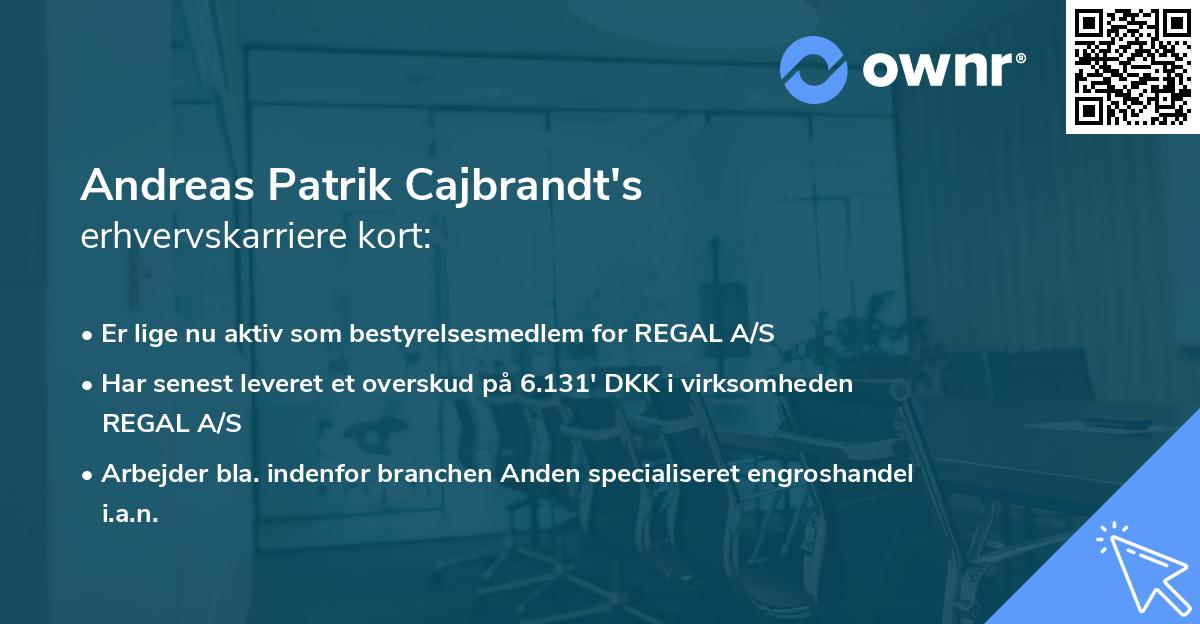 Andreas Patrik Cajbrandt's erhvervskarriere kort