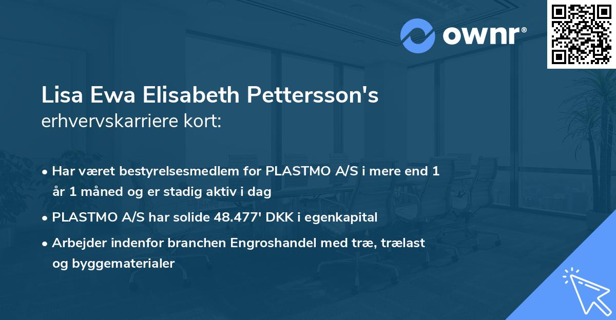 Lisa Ewa Elisabeth Pettersson's erhvervskarriere kort