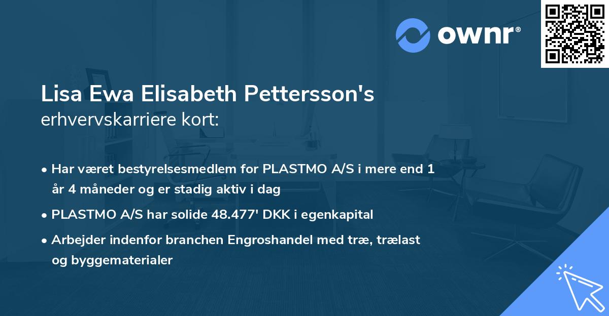 Lisa Ewa Elisabeth Pettersson's erhvervskarriere kort