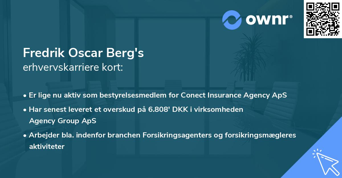 Fredrik Oscar Berg's erhvervskarriere kort