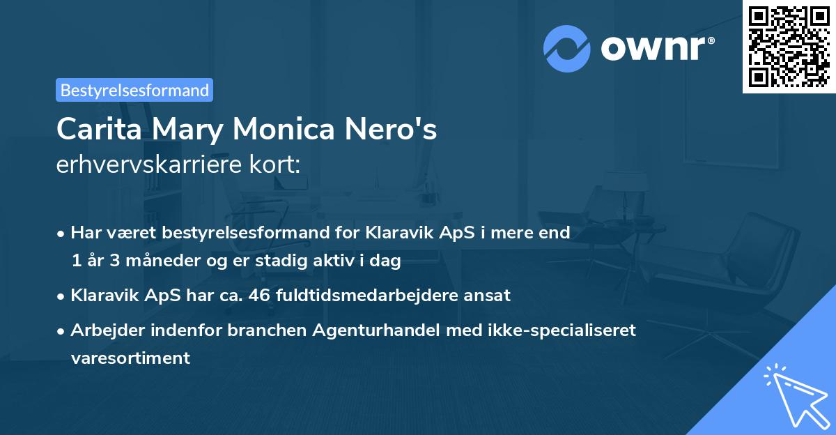 Carita Mary Monica Nero's erhvervskarriere kort