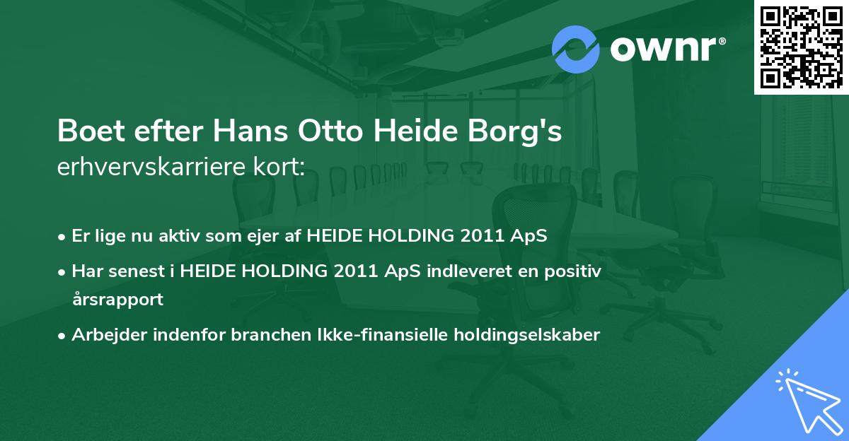 Boet efter Hans Otto Heide Borg's erhvervskarriere kort