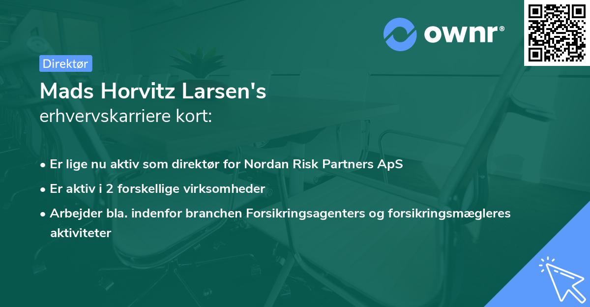 Mads Horvitz Larsen's erhvervskarriere kort