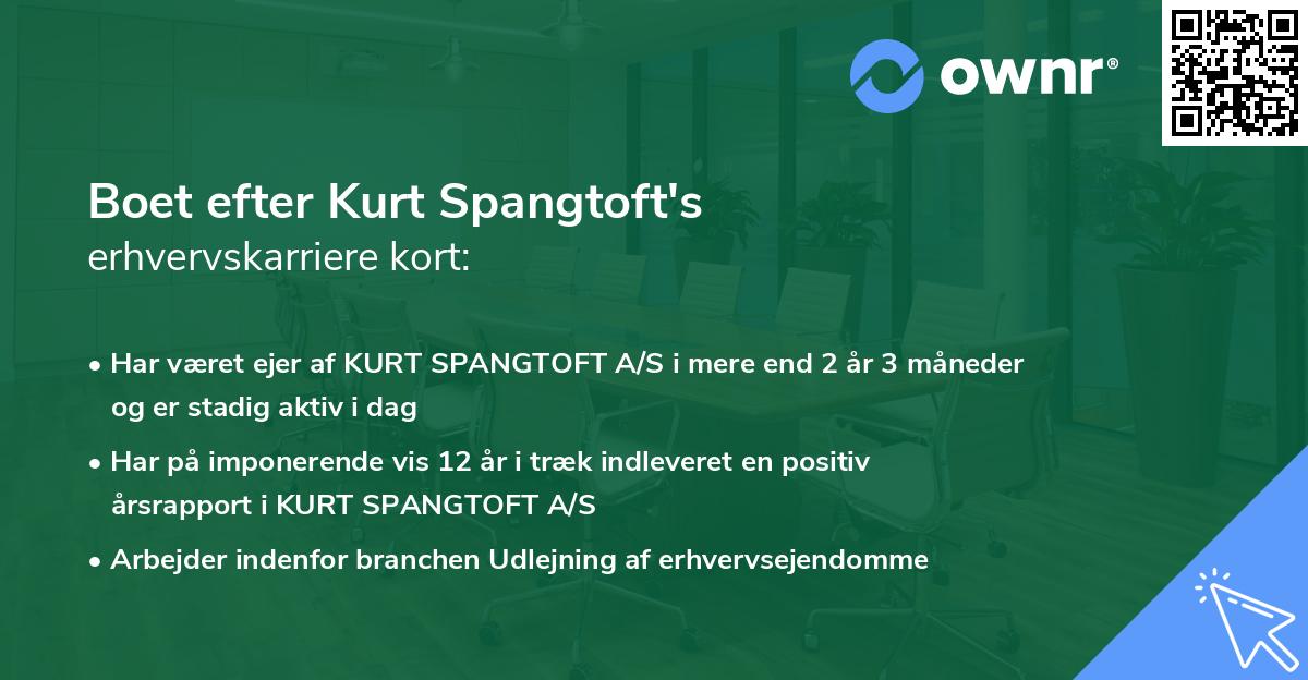 Boet efter Kurt Spangtoft's erhvervskarriere kort