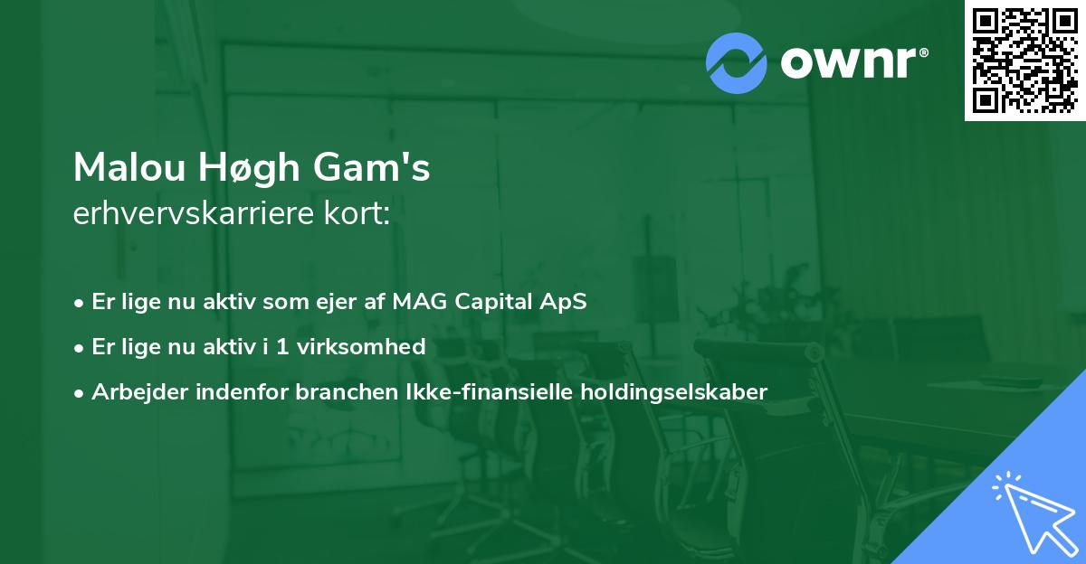 Malou Høgh Gam's erhvervskarriere kort