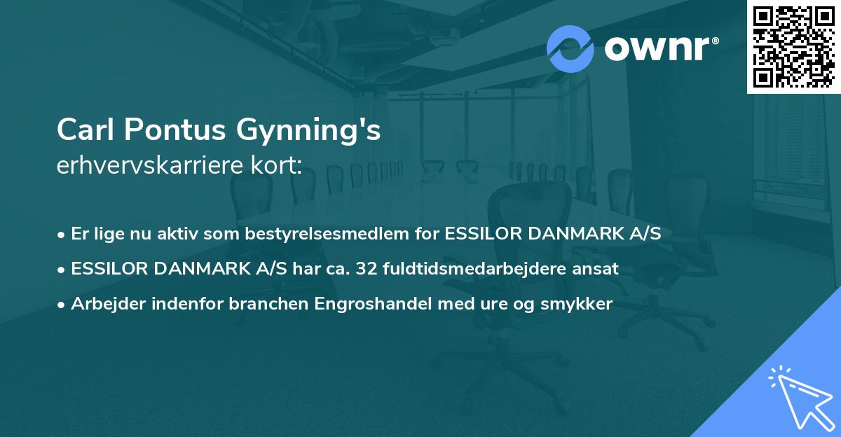 Carl Pontus Gynning's erhvervskarriere kort