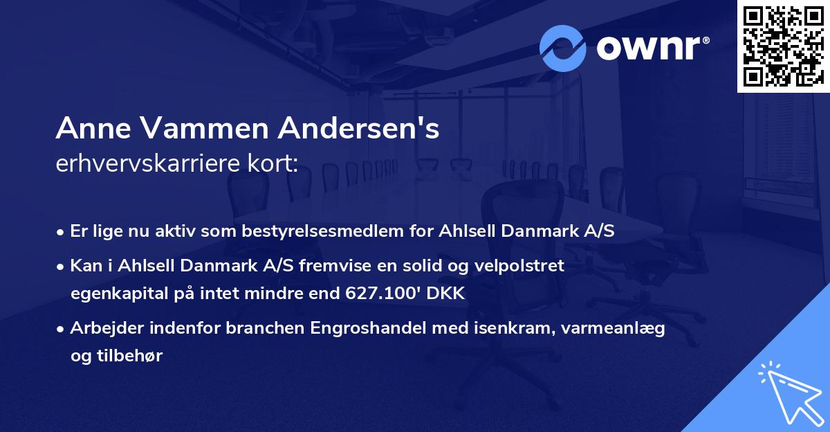 Anne Vammen Andersen's erhvervskarriere kort