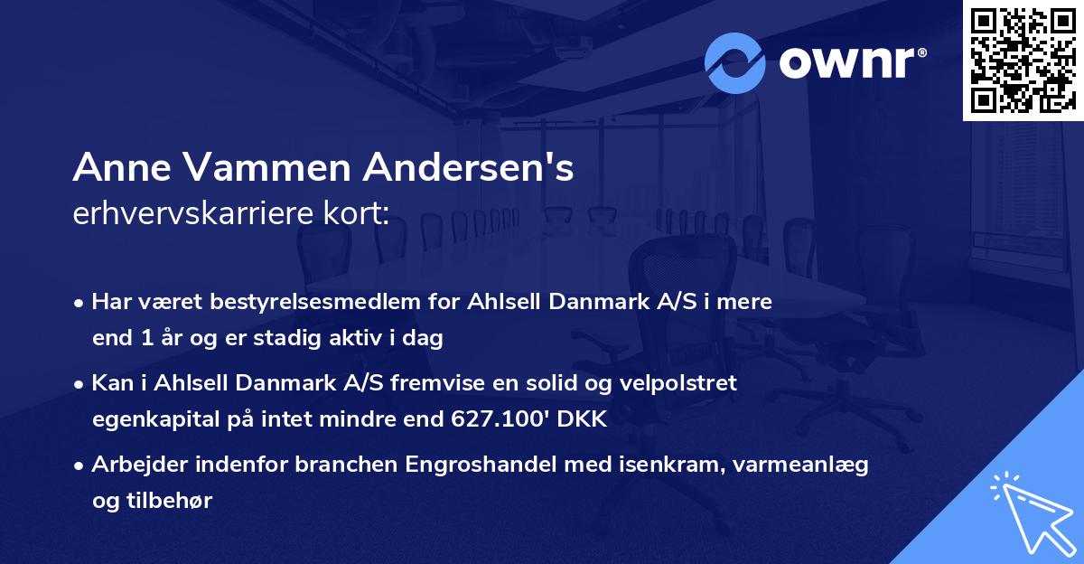 Anne Vammen Andersen's erhvervskarriere kort