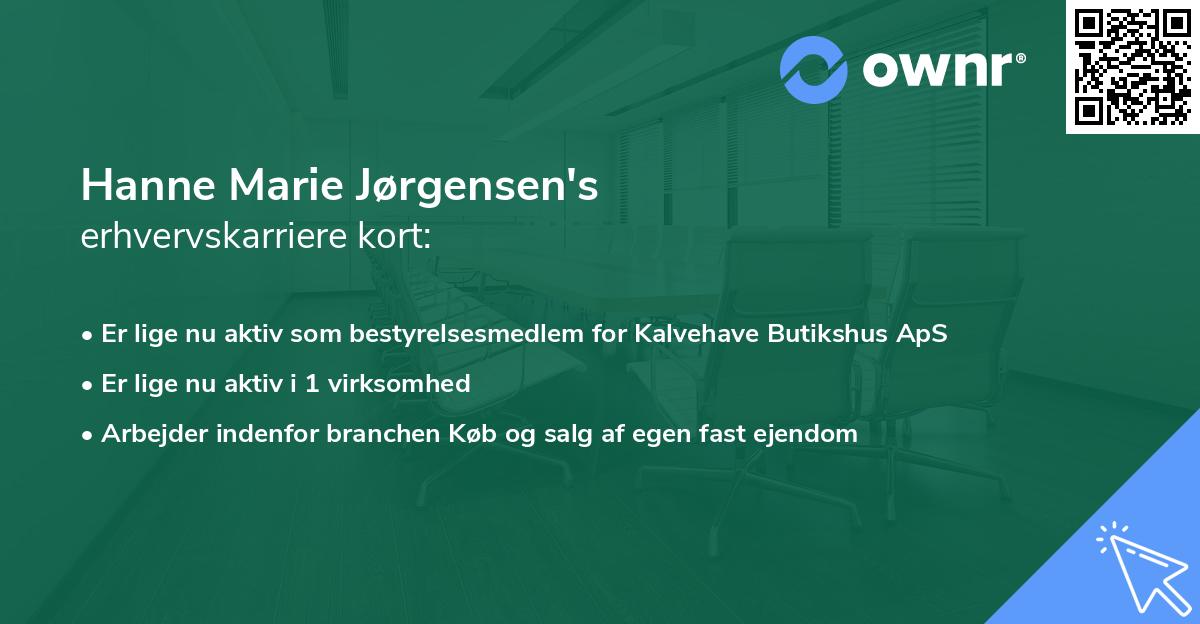 Hanne Marie Jørgensen's erhvervskarriere kort