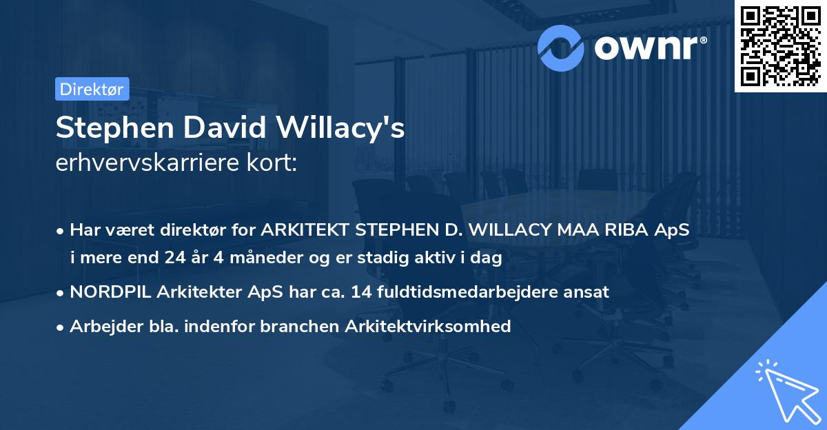 Stephen David Willacy's erhvervskarriere kort