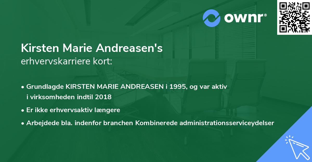 Kirsten Marie Andreasen's erhvervskarriere kort