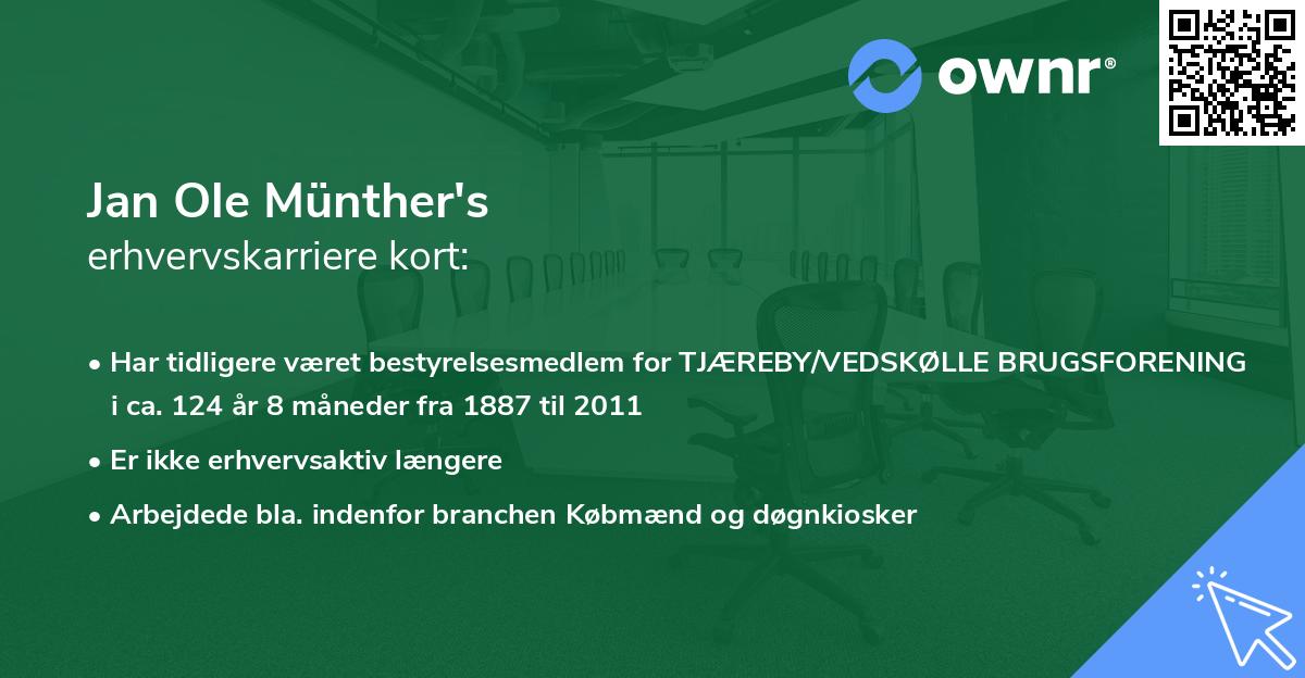 Jan Ole Münther's erhvervskarriere kort