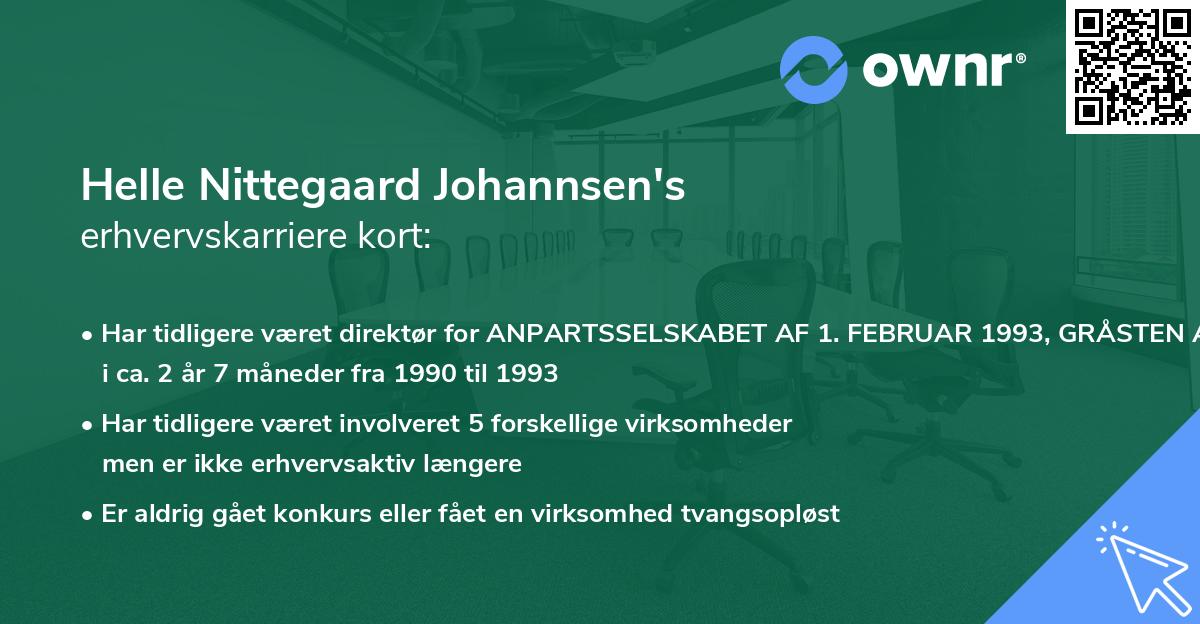 Helle Nittegaard Johannsen's erhvervskarriere kort