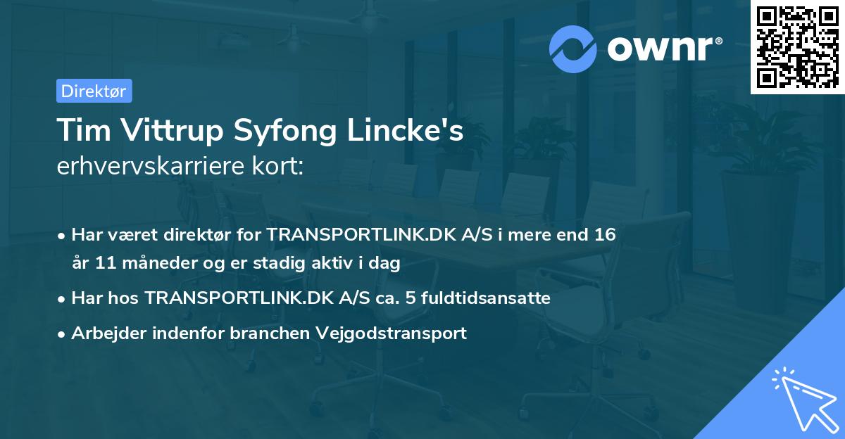 Tim Vittrup Syfong Lincke's erhvervskarriere kort