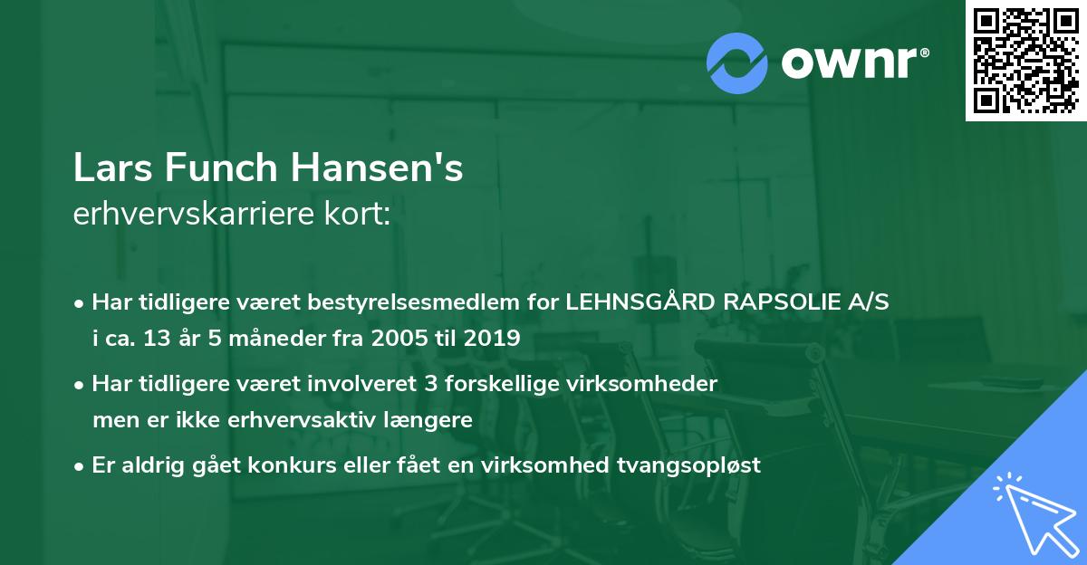 Lars Funch Hansen's erhvervskarriere kort