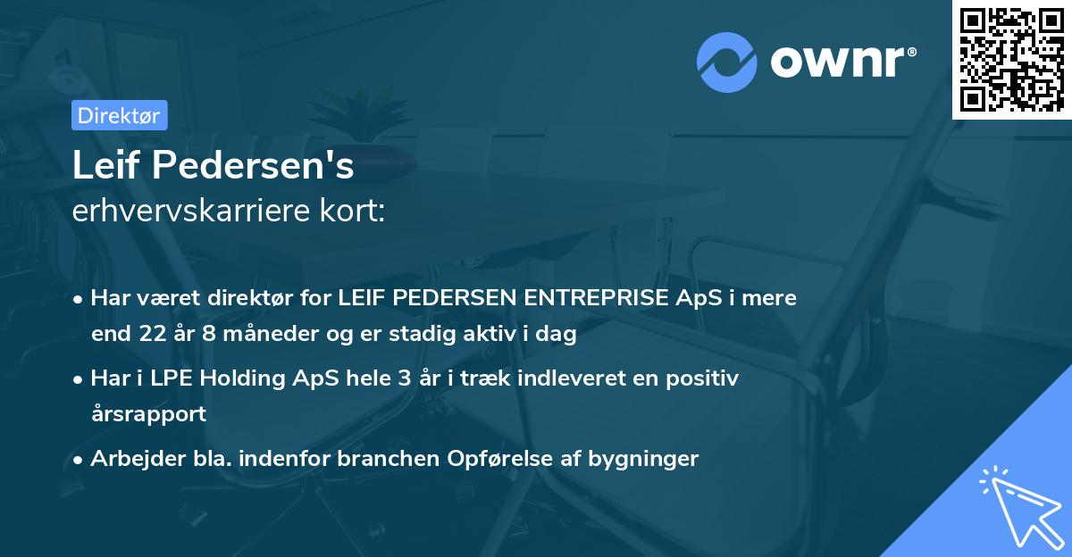 Leif Pedersen's erhvervskarriere kort