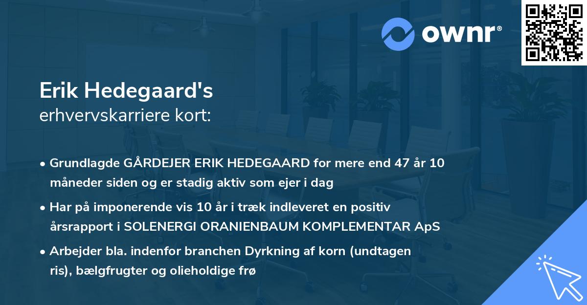 Erik Hedegaard's erhvervskarriere kort