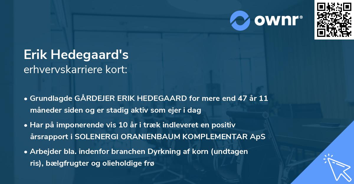 Erik Hedegaard's erhvervskarriere kort