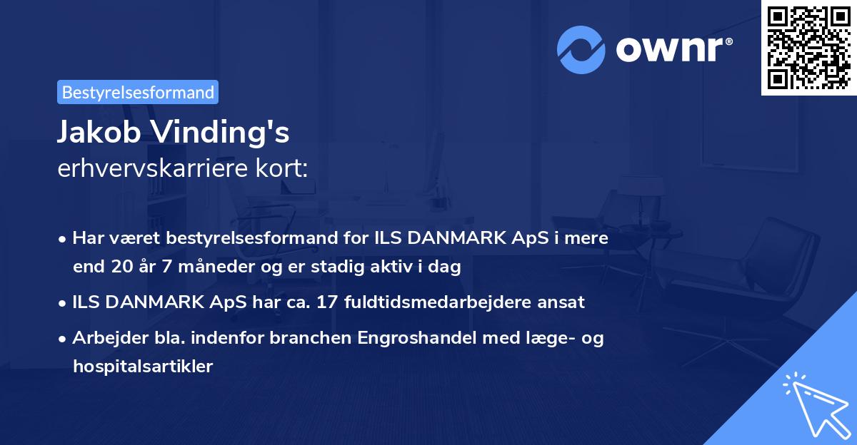 Jakob Vinding's erhvervskarriere kort