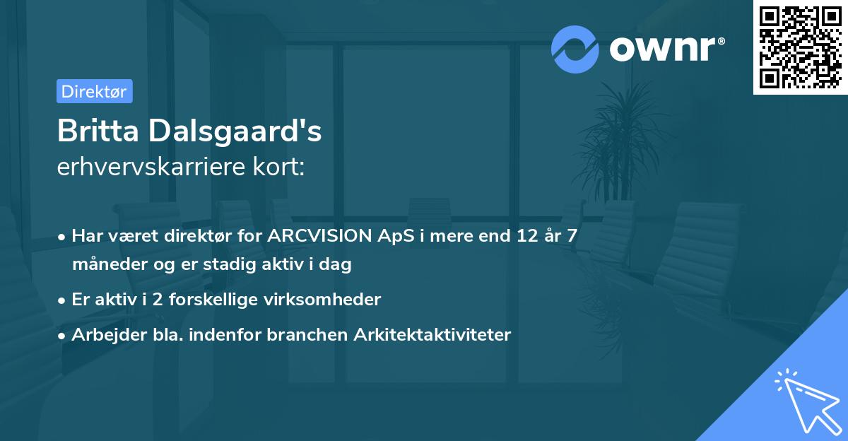 Britta Dalsgaard's erhvervskarriere kort