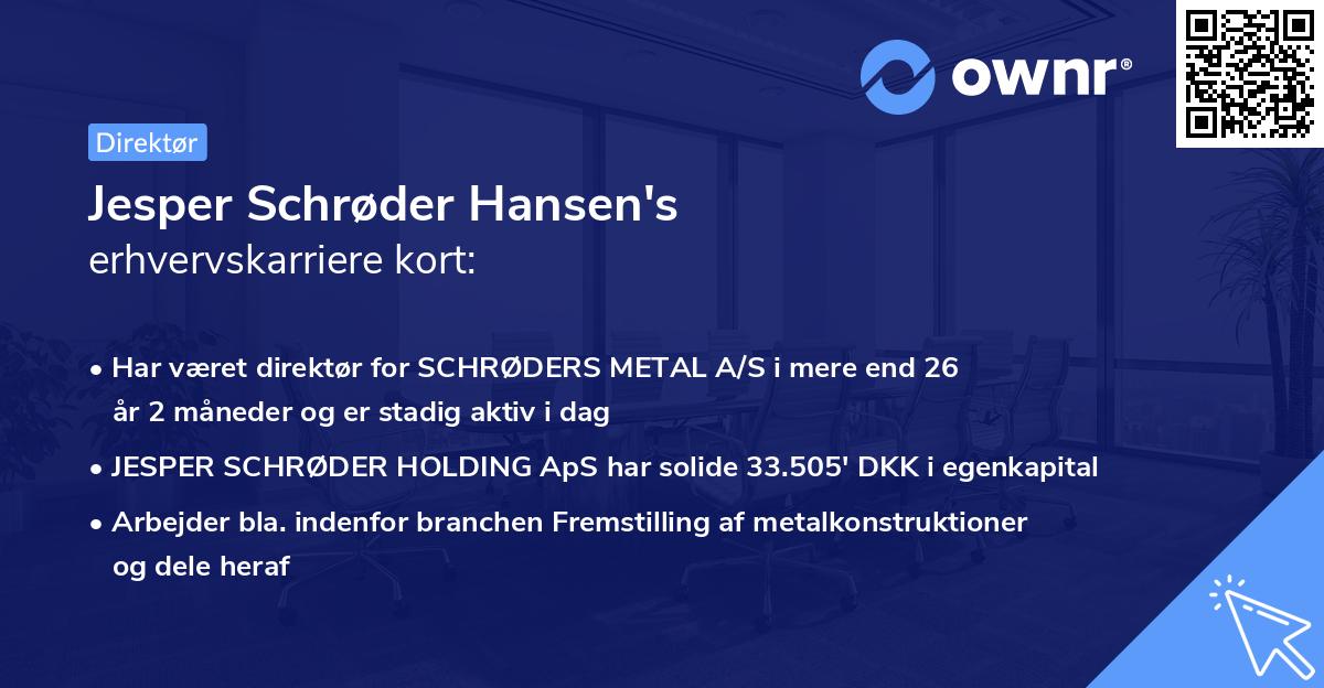 Jesper Schrøder Hansen's erhvervskarriere kort