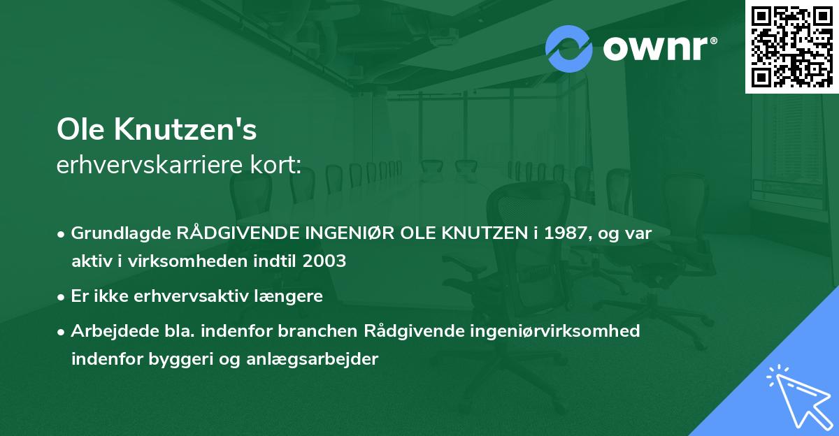 Ole Knutzen's erhvervskarriere kort