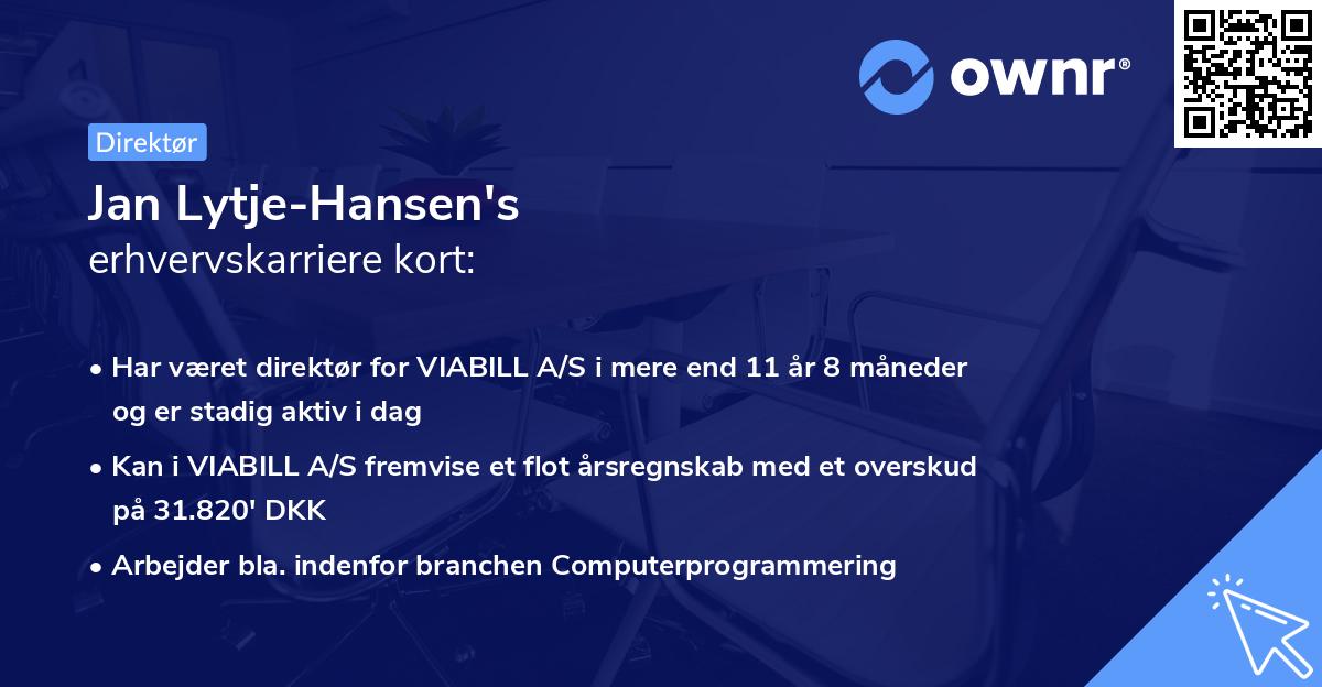 Jan Lytje-Hansen's erhvervskarriere kort