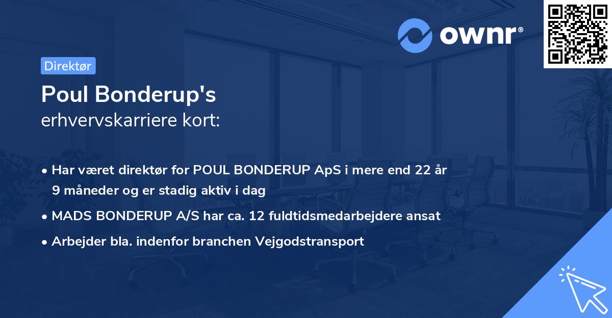 Poul Bonderup's erhvervskarriere kort