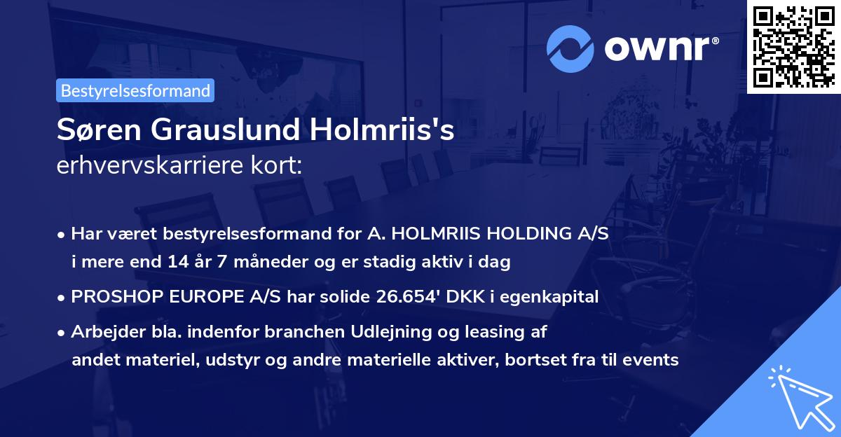 Søren Grauslund Holmriis's erhvervskarriere kort
