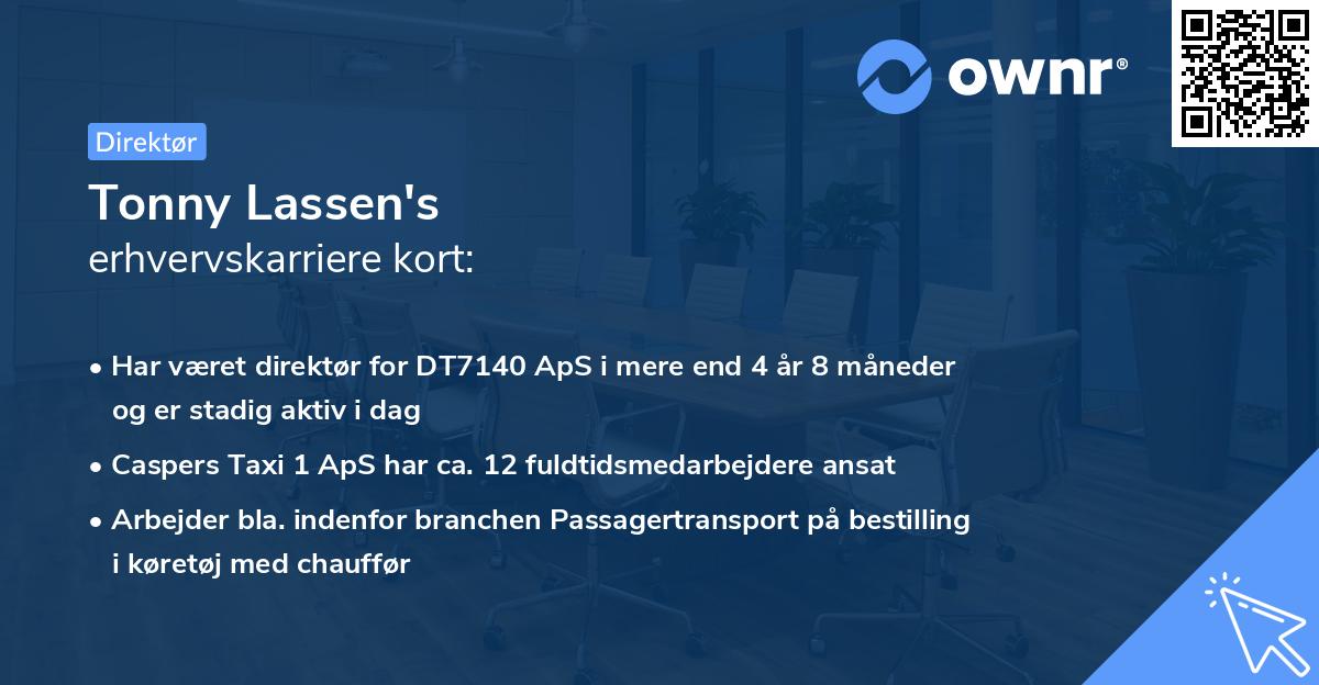Tonny Lassen's erhvervskarriere kort