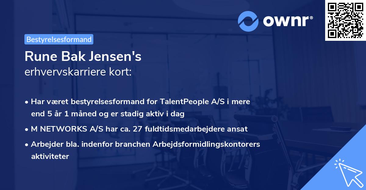 Rune Bak Jensen's erhvervskarriere kort