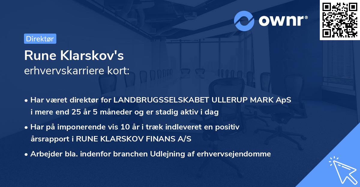 Rune Klarskov's erhvervskarriere kort