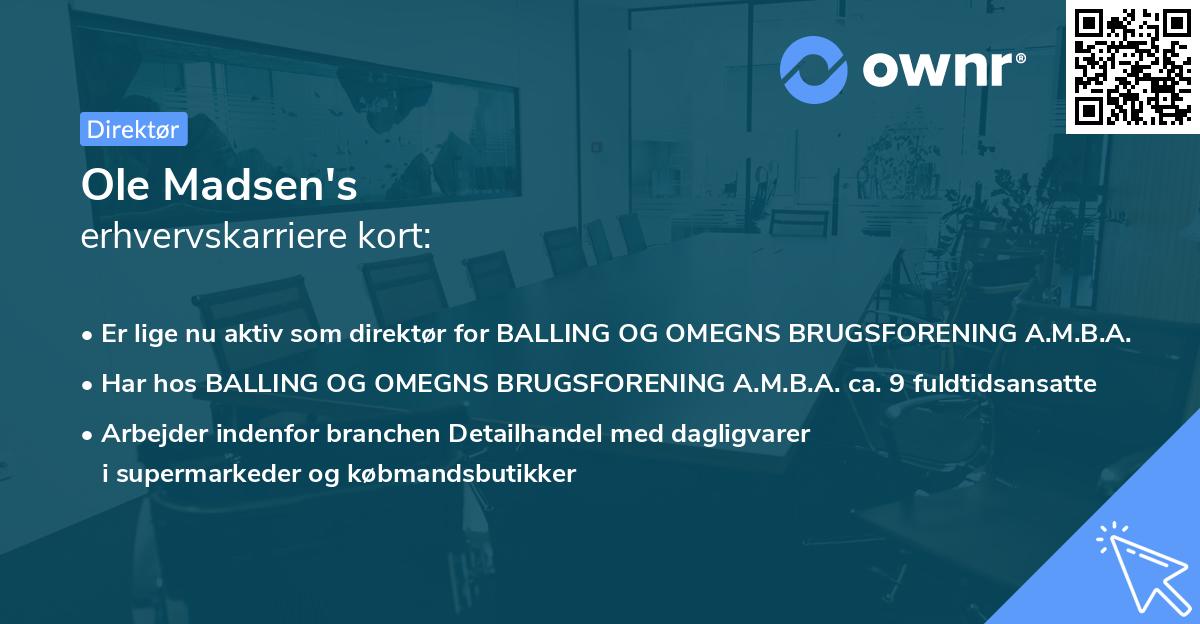Ole Madsen's erhvervskarriere kort