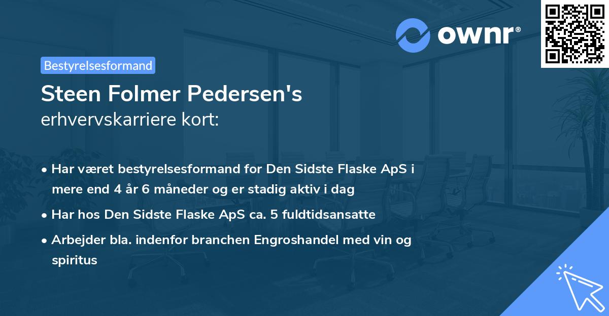 Steen Folmer Pedersen's erhvervskarriere kort