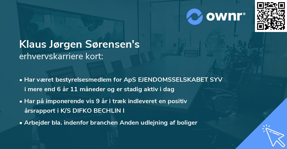 Klaus Jørgen Sørensen's erhvervskarriere kort